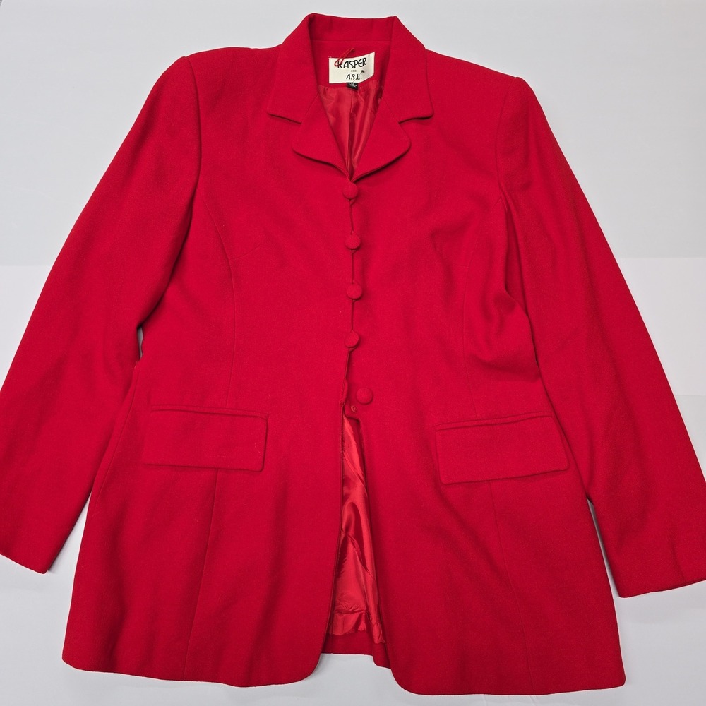 Kasper For ASL Red Button Front Blazer Women's Size 12‎